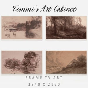 Set of Four Vintage Rustic Prints, Samsung frame TV Art, Farmhouse Decor, Vintage Art, moody wall art, Rustic TV Art, digital download