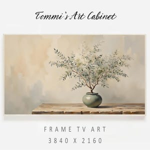 Olive Tree Painting Frame TV Art, Pottery Still Life Painting, DIGITAL DOWNLOAD, Neutral Modern Organic Art for Samsung Frame tv, rustic art