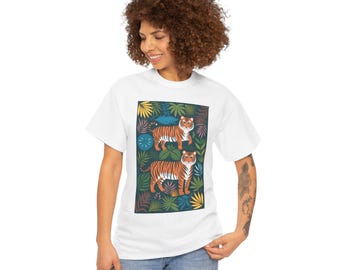 Wildlife Lover Unisex Heavy Cotton Tee - Jungle Tiger Shirt, Animal Lover Gift, Eco-Friendly Fashion, Summer T-Shirt, Gift for Nature