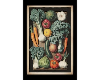 Vintage Vegetable Art Matte Vertical Poster | Kitchen Wall Decor