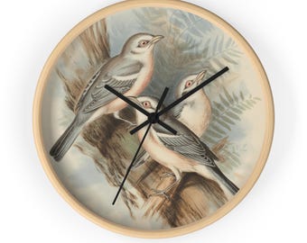 Orologio da parete in legno con illustrazione di un uccello, silenzioso, ideale per la cameretta dei bambini.