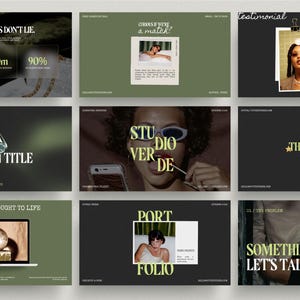 Luxury dark & green modern slide deck | Canva webinar presentation template