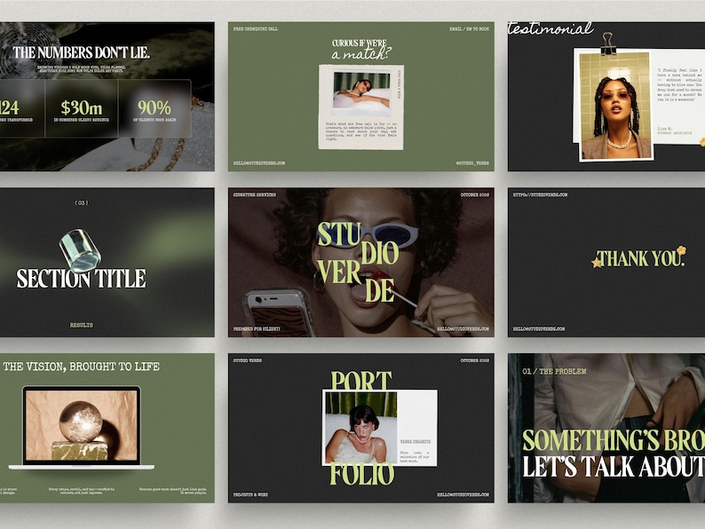 Luxury dark & green modern slide deck | Canva webinar presentation template image 1