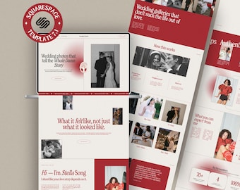 Squarespace Wedding Photographer Website Template – Bold, Red, Editorial, Client-Winning design for Creatives & Visual Portfolios