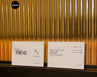 Beauty Salon Referral Card Template: Modern Minimalist Design (Digital Download)
