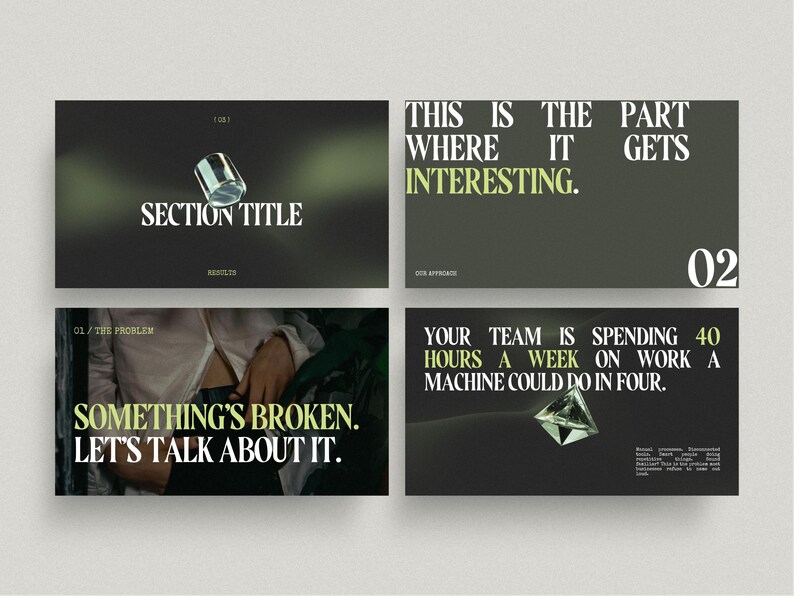 Luxury dark & green modern slide deck | Canva webinar presentation template image 6