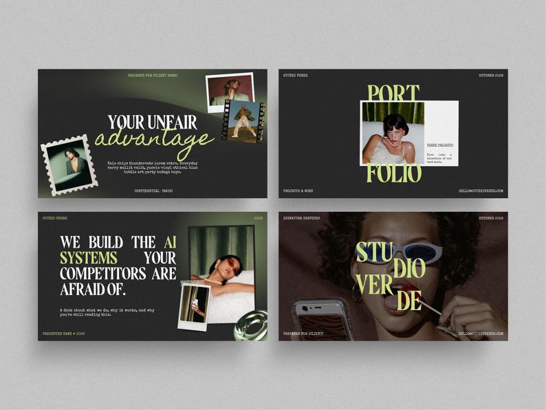 Luxury dark & green modern slide deck | Canva webinar presentation template image 4
