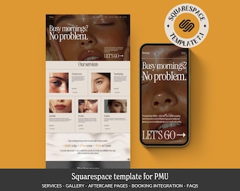 Plantilla de sitio web de PMU Squarespace: Negocio de belleza minimalista