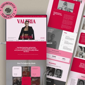 Virtual Assistant Squarespace 7.1 Template | VA Business Website Theme | Social Media Manager Website Template | Bold Feminine Red Pink Site