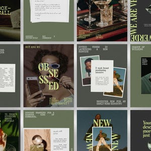 Luxury Green Instagram Template Pack: Retro AI Content for Canva