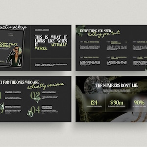 Luxury dark & green modern slide deck | Canva webinar presentation template image 9