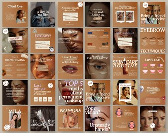 PMU Instagram Templates: Microblading, Lip Blush, Freckle and Eyeliner Posts