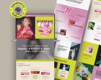 Squarespace Template for Coach, Pink Green Modern Website, Squarespace for Business Coaches, Marketing Agency, Feminine Luxury Website