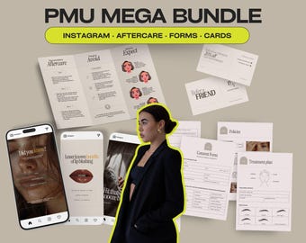 PMU Mega Bundle: Instagram Templates, Aftercare Brochures, Consent Forms and more