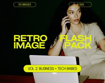 Retro Flash Photography AI Image Pack: Business Edition (Green, Red, Warm Tones)