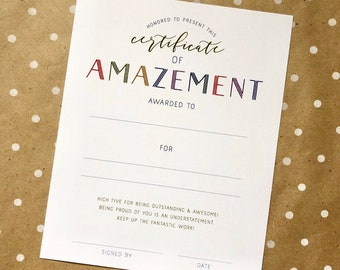 Certificate of Amazement! print