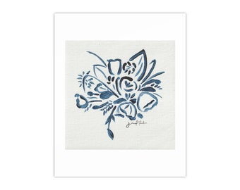 Spring Floral Blue Bouquet Modern Wall Print