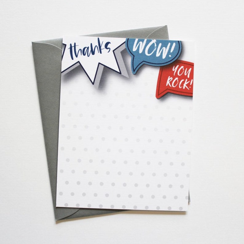 Superhero comic thanks cards