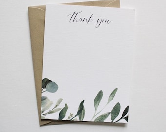 Green foliage thank you cards