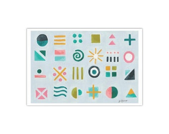 Modern Abstract Symbols and Shapes Print  - Pick your size