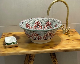 Handcrafted Moroccan Ceramic Vessel Sink - Elegant Bathroom Wash Basin