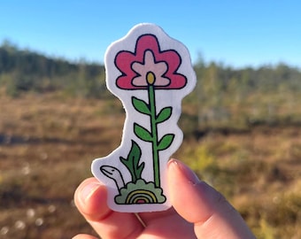 Medieval Flower with Critter Sticker | 2.5 Inch Waterproof Dishwasher Safe Matte Vinyl Stickers