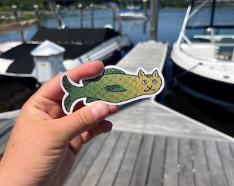 Silly Catfish Sticker | Medieval Style Funny 3 Inch Waterproof Dishwasher Safe Matte Vinyl Stickers