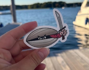 Funny Medieval Clam Sword Sticker | Rhode Island Quahog Vinyl Decal (2.75"x2")
