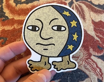Weird Medieval Moon Man Sticker | 3 Inch Waterproof Matte Vinyl Stickers