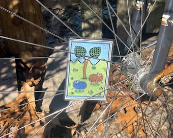 Medieval Hedgehog Spoke Card | Marginalia Creature Bookmark | Middle-ages Bike Decoration