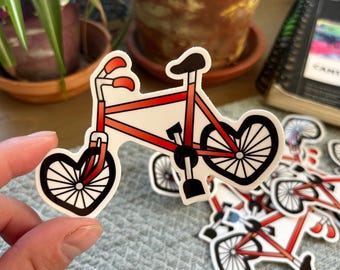 Heart Wheels Bike Sticker | 3 inch Weatherproof Vinyl Decal