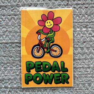 pedal power flower riding bike bookmark
