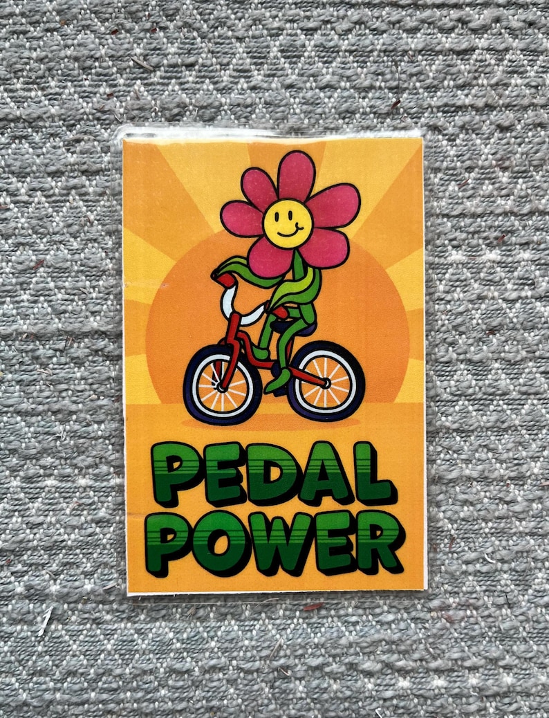 pedal power flower riding bike bookmark