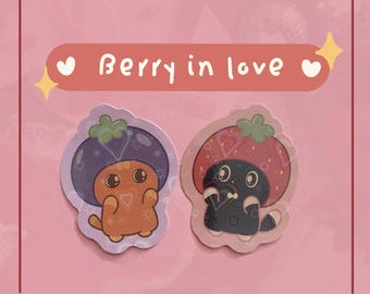 Berry in Love | Matching Cat Sticker | Waterproof Vinyl Sticker for Cat Lovers | Gift for Girlfriend | Gift for Boyfriend | Valentine's Gift