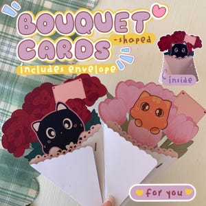 Floral Cat Cut-Out Cards | Greeting Cards for Him for Her | Blank Inside | Cat Lover Gift | Dating & Wedding Anniversary Card | Mother's Day