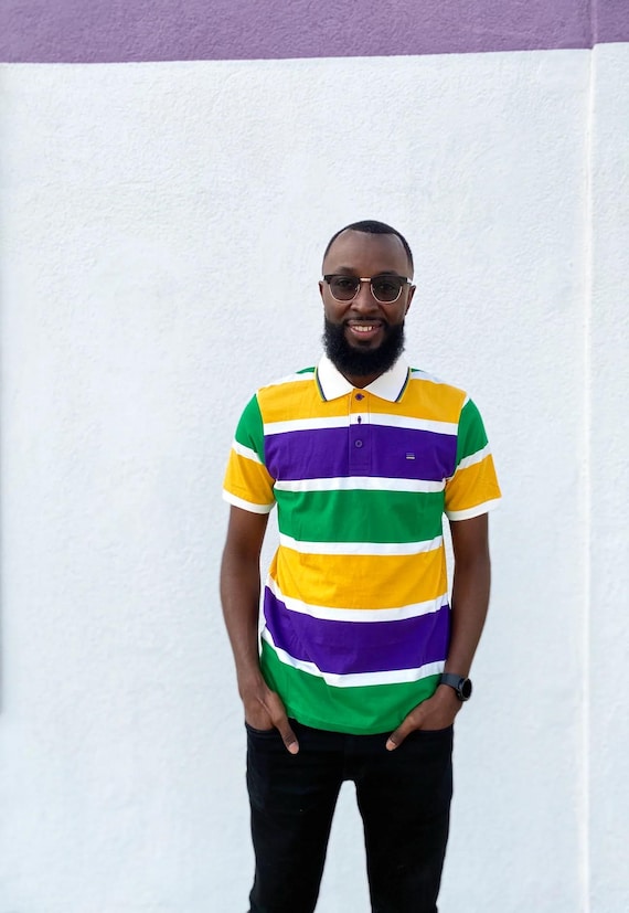 Mardi Gras Unisex Thick Stripe Rugby Polo Shirt - Etsy UK