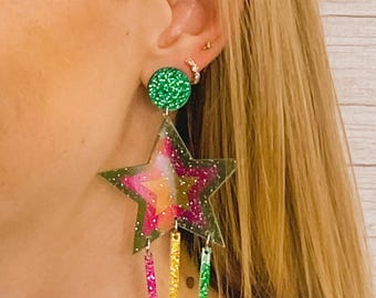Acrylic Shooting Star Earrings- PGG