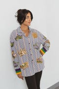 Adult Mardi Gras Pinstripe Sequin Shirt