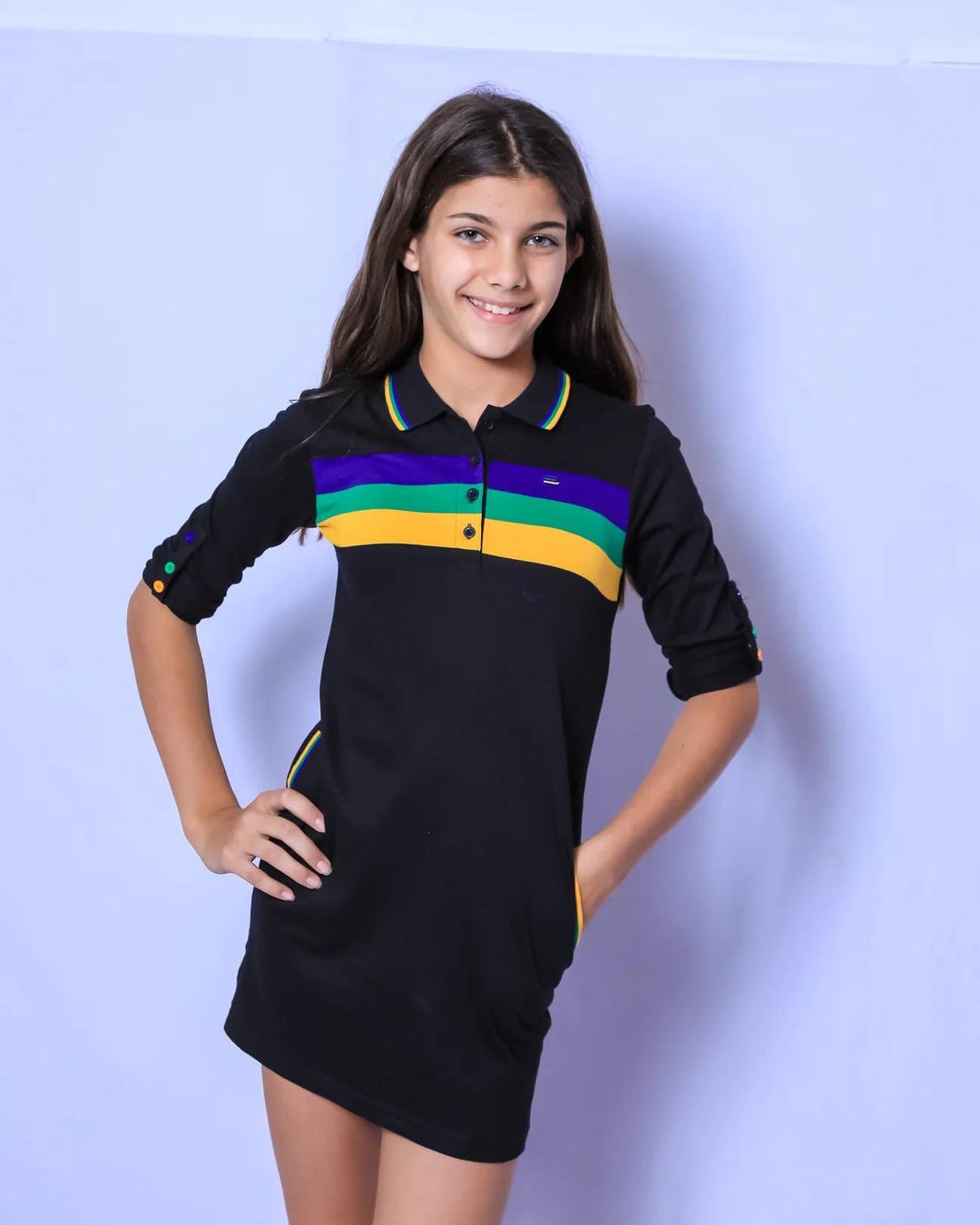 Youth White Mardi Gras Chest Stripe Quilted Vest main image 1