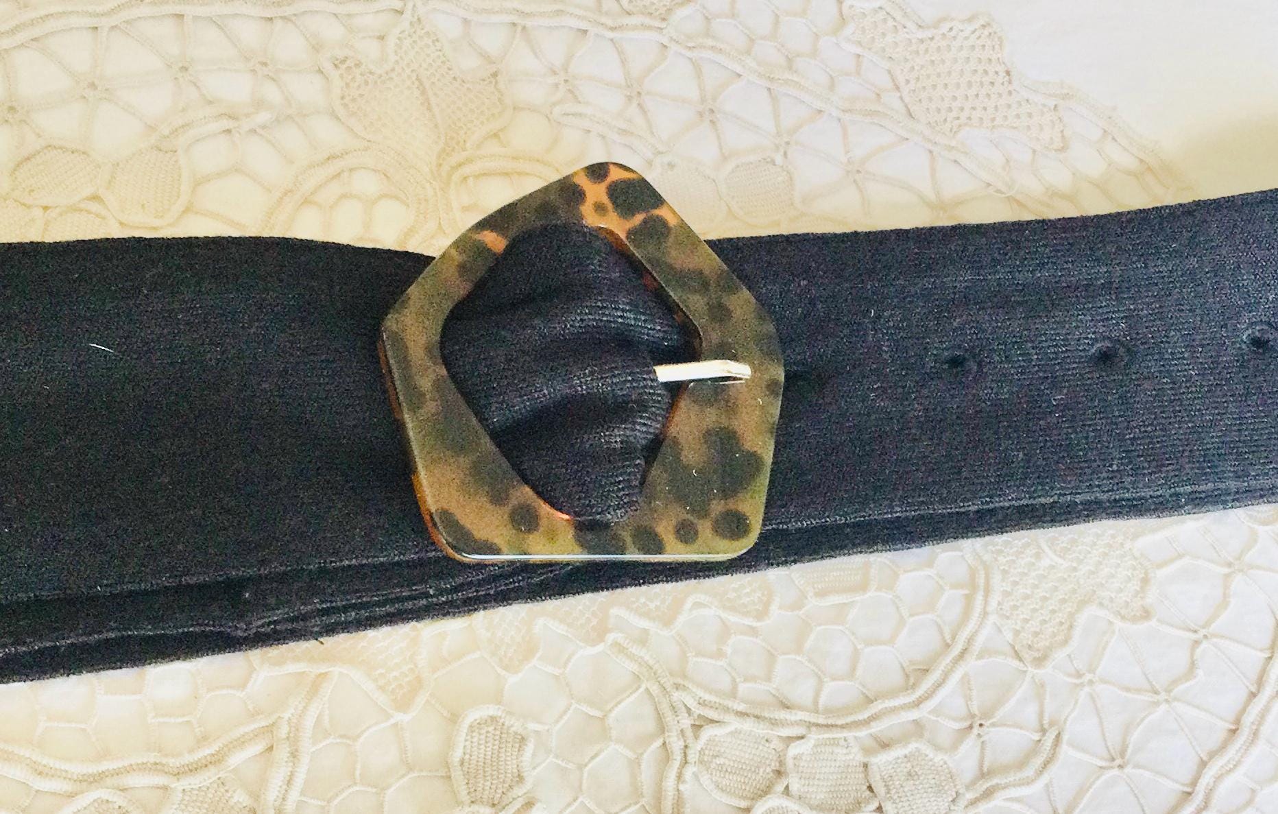 Vtg Black Leather Brass Turtle Head Clasp Waist Belt Statement Accessory black.jpg main image 4