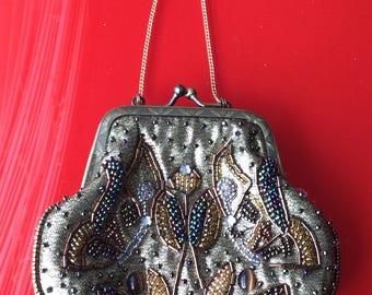 Gregory Ladner Beaded Leather Handbag / Australian Designer Beaded Purse New/ present for Her