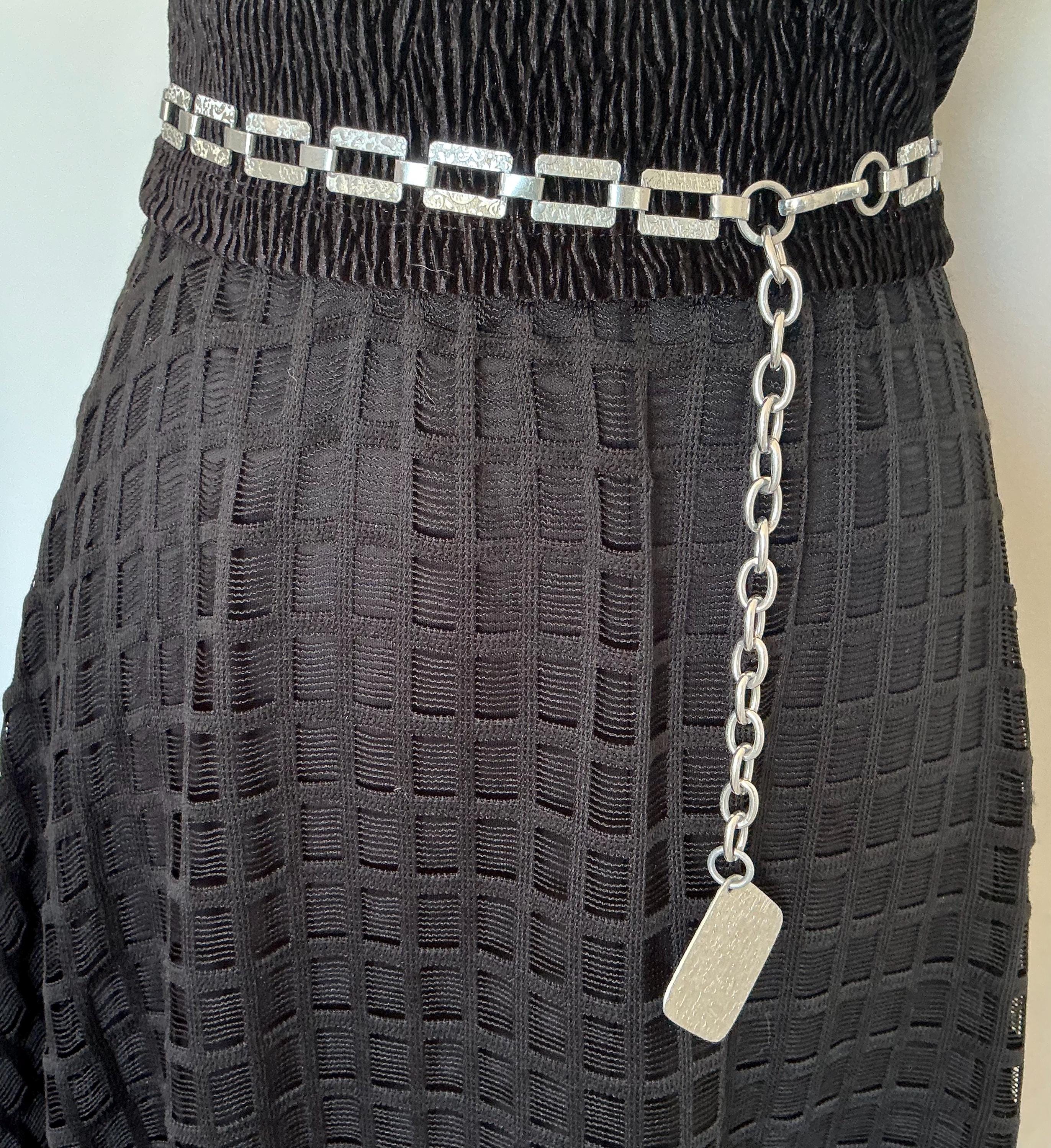 Vintage Silver Chain Belt with Rings and Rectangles Vintage Silver Chain Belt | Beadparadise.com main image 4