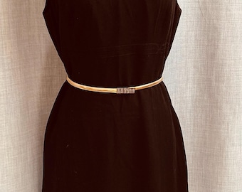 Vintage Black Sleeveless Sheath Dress, Size Small, Office Style