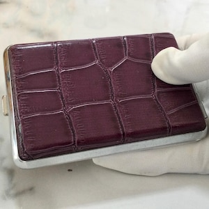 Purple Faux Crocodile Leather Cigarette Case/ Hard cigarette Case/ Stylish cigarette Case for Her/ Slim Pocket Cigarette Case