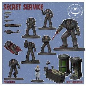 Secret Service Enclave Vermilion miniatures FWW Fallout wasteland warfare