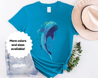 Watercolor Whale Shark T-Shirt, Ocean Life Tee, Underwater Animal Shirt, Beach Lover Gift, Marine biology Top