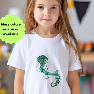 Toddler Short Sleeve Tee - Blue and Green Jellyfish, Kids Ocean Theme Shirt, Cute Underwater Animals Top, Children's Beachwear Apparel