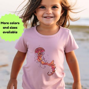 Toddler Short Sleeve Tee - Pink Jellyfish, Kids Ocean Theme Shirt, Cute Underwater Animals Top, Children's Beachwear Apparel