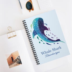 Watercolor Whale Shark Journal, Biology Notebook, Ocean themed stationary