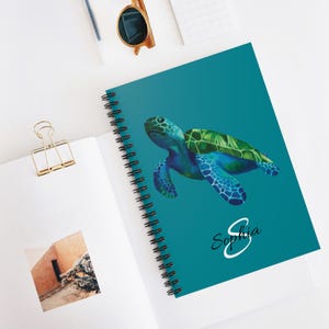 Customizable Sea Turtle Notebook, Personalized Journal for Writing, Ruled Line Notebook, Cute Stationery Gift